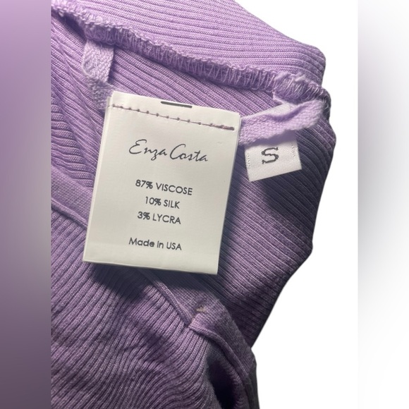 Enza Costa Ribbed Purple Silk Blend Halter Bodysuit S - Picture 6 of 6